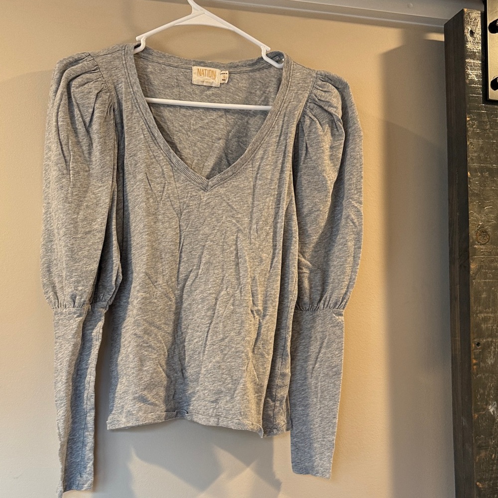 Nation LTD Heather Gray V-Neck Blouse